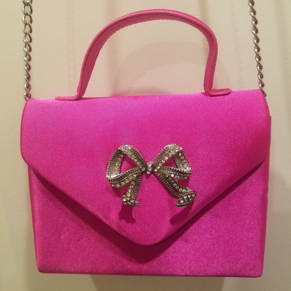 Small Pink Crossbody with Rhinestones on Bow